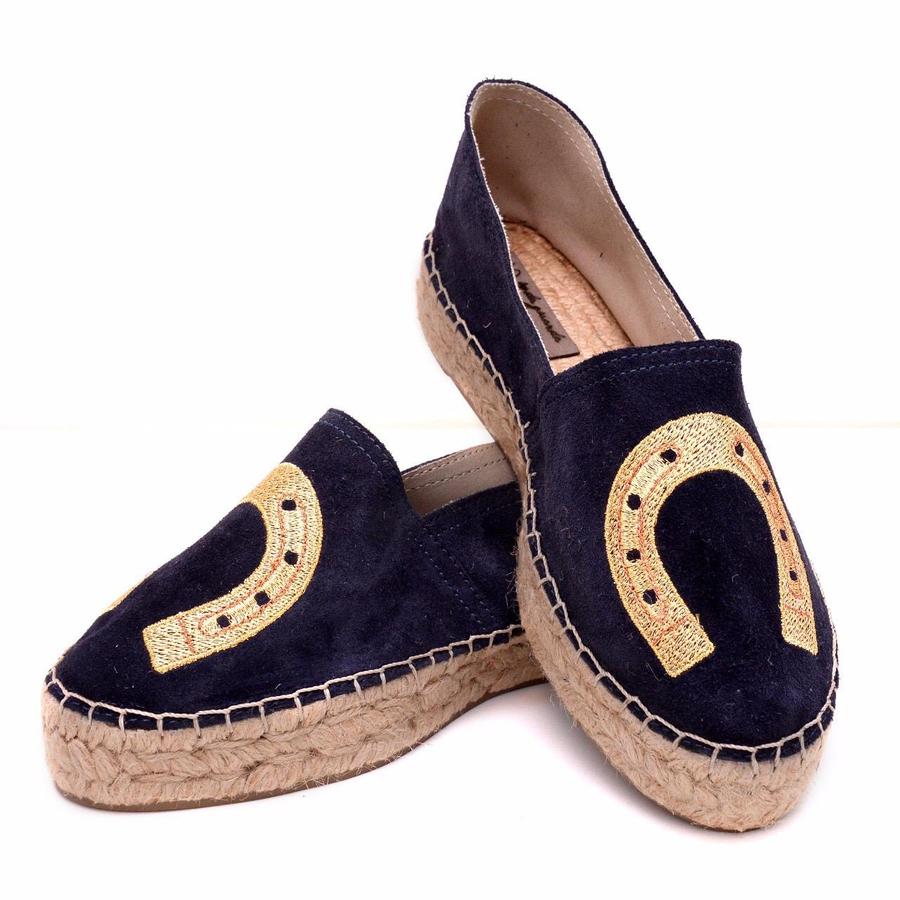 Navy blue with gold horseshoe - The Urban Strides 